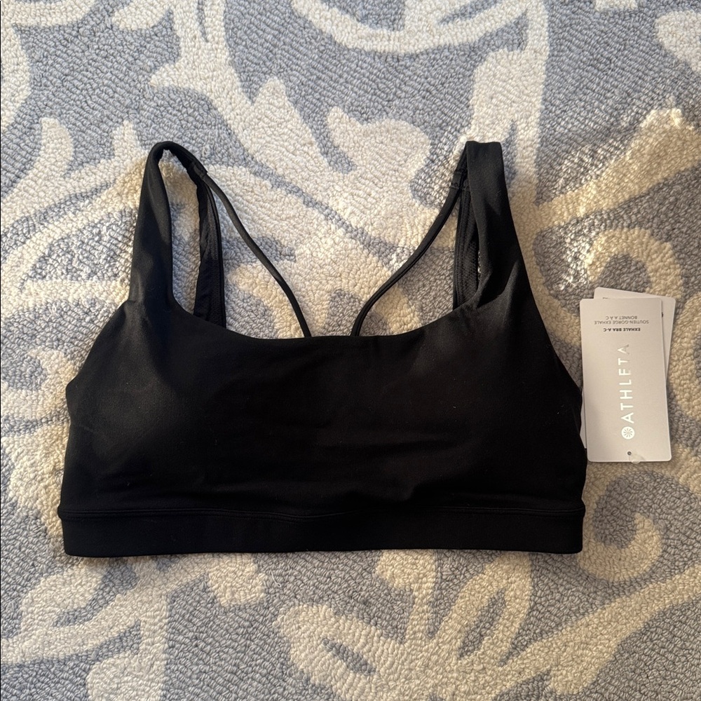 NWT Athleta Exhale Bra A-C Bra Sz M Black - Picture 3 of 8